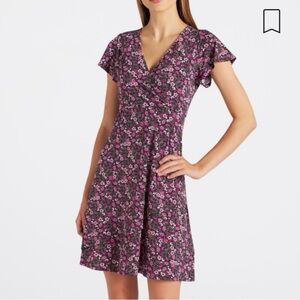 Katia knit floral faux wrap dress, size L by Kaleigh